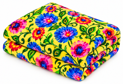 Koc_polarowy_Lowickie_Kwiaty_Zolty_250g_Polar_Home_Collection