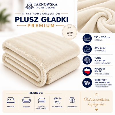 Koc_Narzuta_Plusz_Minky_Gladki_Premium_Gruby_Ecru