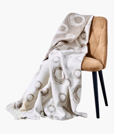Koc bawełniany Cotton Cloud 150x200 toupe wzór Bańki Mydlane
