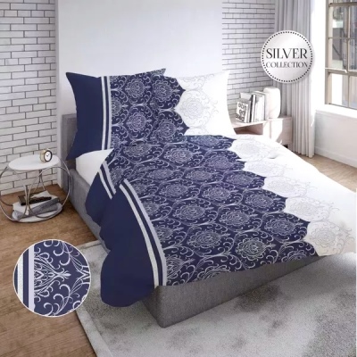 Komplet pościeli satyna lux 100% bawełny wzór ornament granat 
