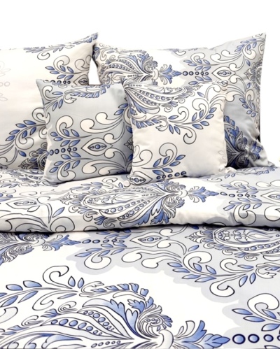 Komplet pościeli satyna lux 100% bawełny wzór ornament błękit