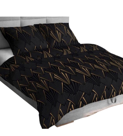 Komplet pościeli satyna lux 100% bawełna wzór paski geometria czarny