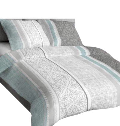 Komplet pościeli satyna 100% bawełna lux wzór ornament seledyn szary