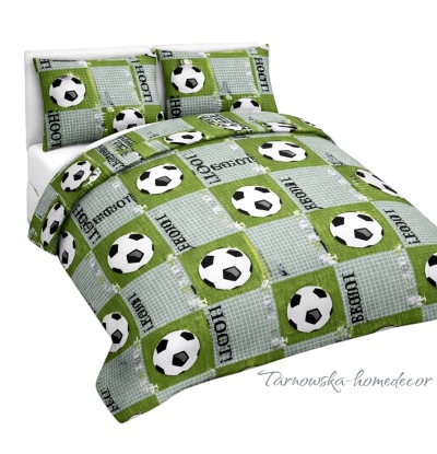Pościel piłka nożna 160x200 Football Green bawełna 100% – Tarnowska Home Decor