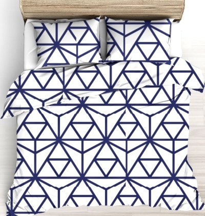 Komplet pościeli kora premium 100% bawełny 160x200cm wzór Geometria granat na białym