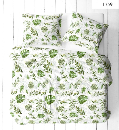Komplet pościeli kora premium 100% bawełny 200x220cm wzór Liście monstery