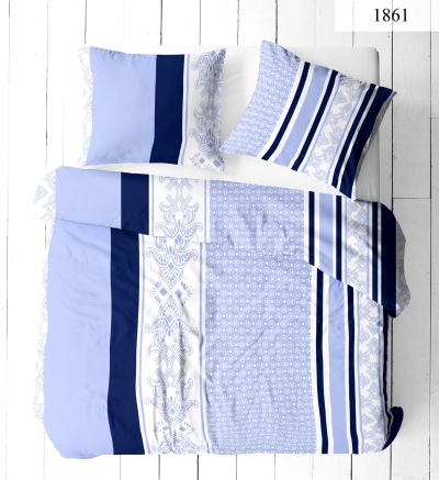 Komplet pościeli kora premium 100% bawełny 200x220cm błękitno-granatowy