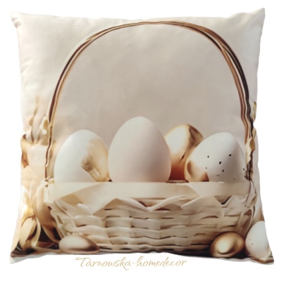Poszewka Dekoracyjna Velvet 42x42 Wielkanocna Złote Jajka Elegancka Welur Tarnowska Home Decor