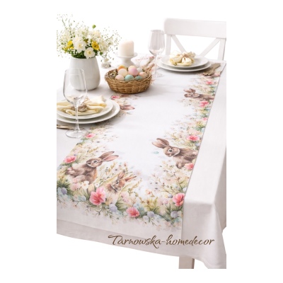 Bieżnik Wiosenny 40x140 Króliczki Wielkanocne Na Stół Dekoracyjny